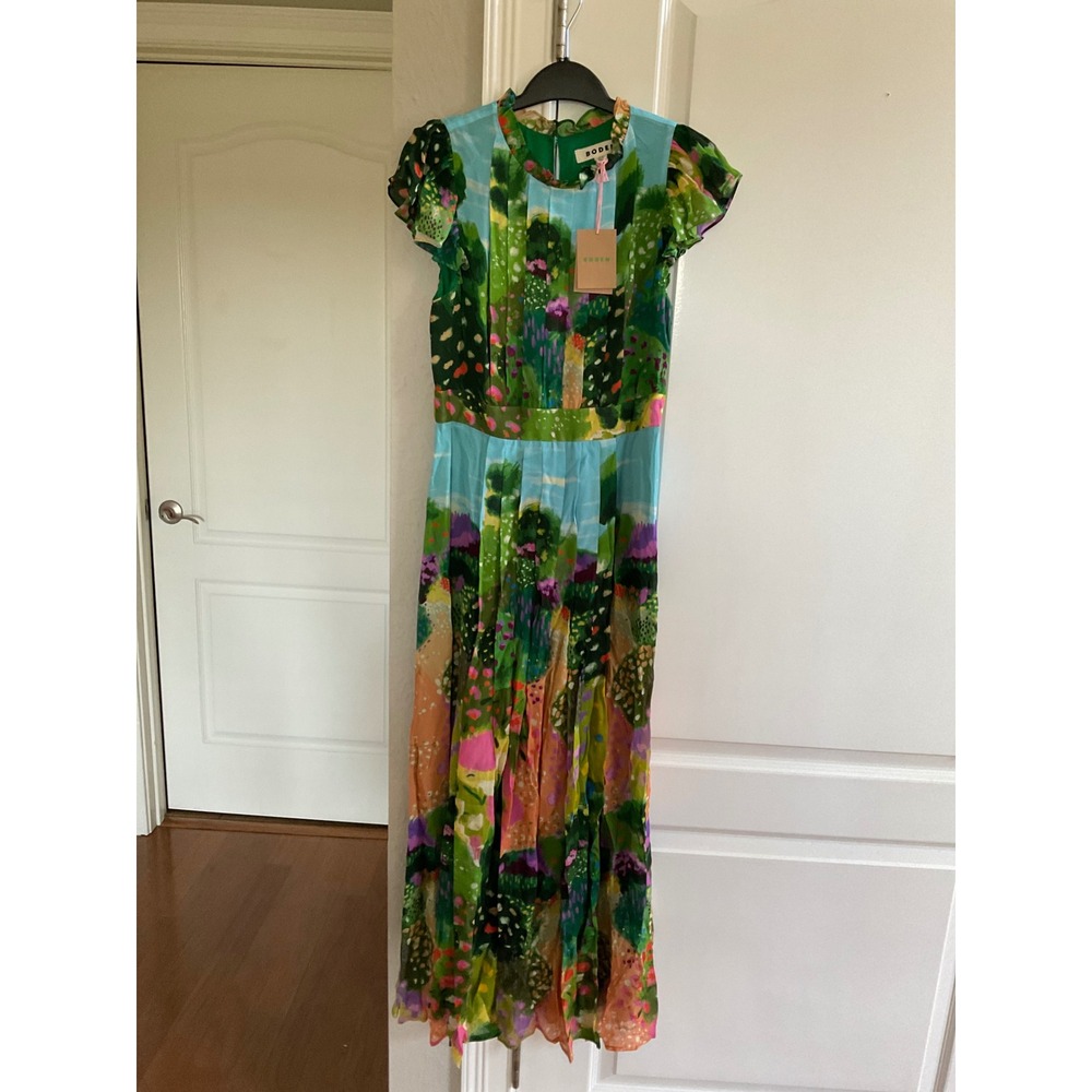 Boden Pleat Ruffle Maxi Dress Multi, Garden Path Multicolor Size 0 Reg New W Tag - Picture 4 of 6
